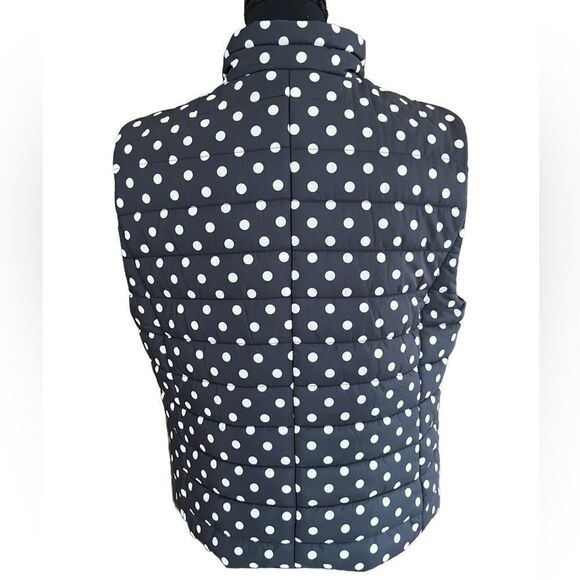 LOFT gray/white polka dot zip front vest, size L - Picture 2 of 7